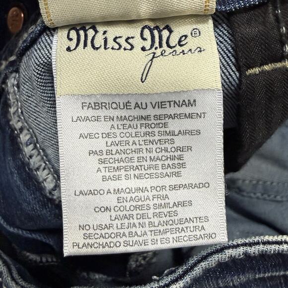 Miss Me Jeans Womens 29 Blue Signature Skinny Embellished Rhinestone Whiskers - Picture 8 of 10